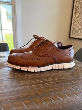 New! Men's ZERØGRAND Remastered Lace-Up Wingtip Oxford Shoes size 10